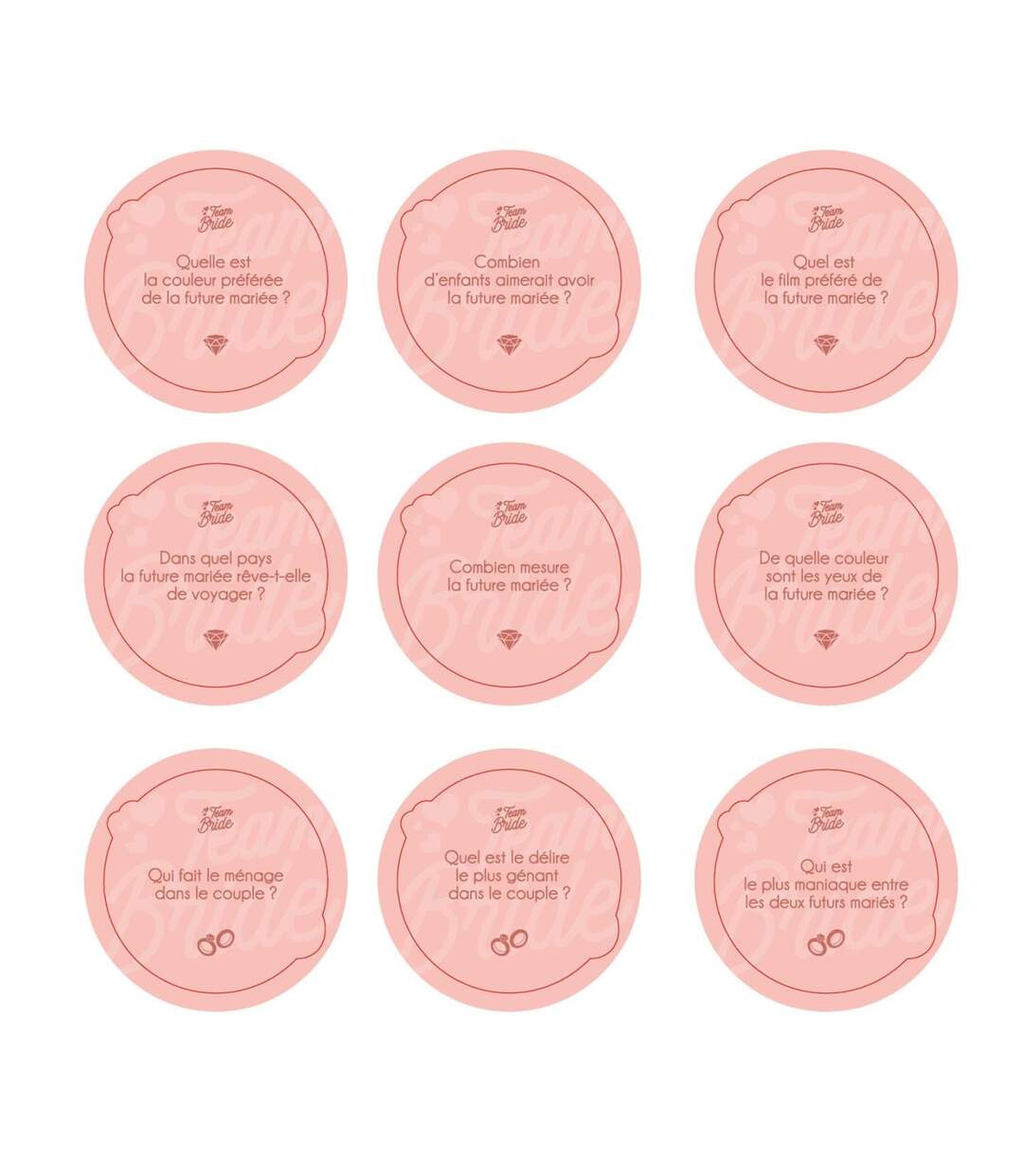 Jeu de 30 Questions EVJF 8cm Rose-3