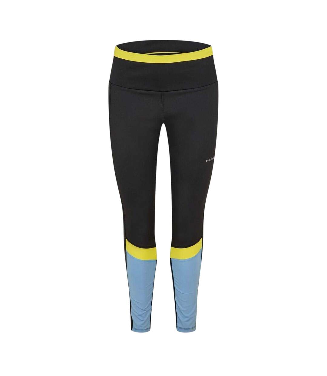 Womens/ladies Colour Block Pocket Mid Rise Leggings Blue Head-1