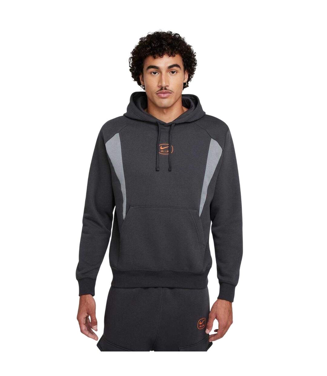 Mens Air Fleece Pullover Hoodie Black Fir White Nike-1