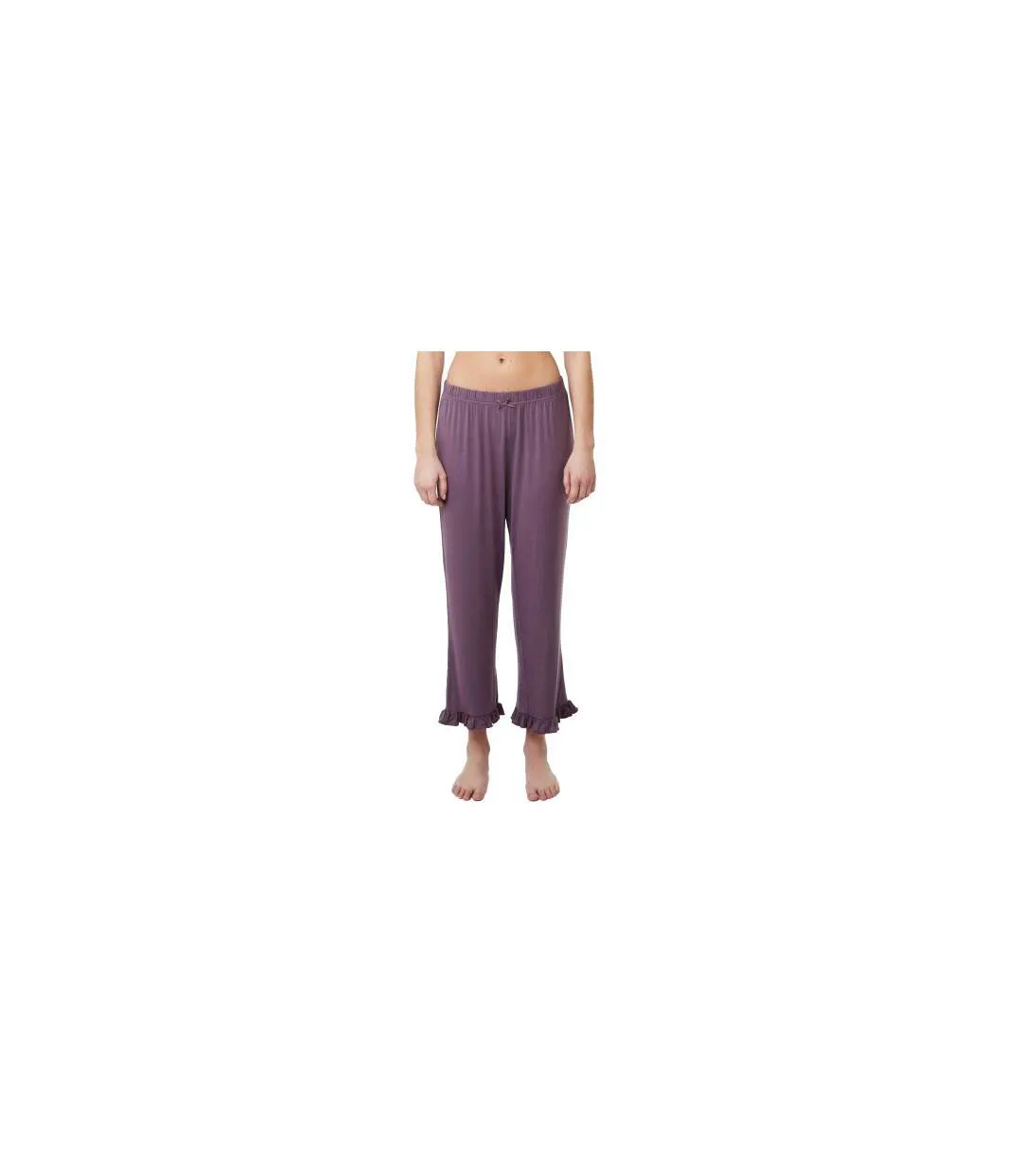 Womens/ladies Jasmin Plain Ruffle Hem Pyjama Bottoms Purple CCDK Copenhagen-1