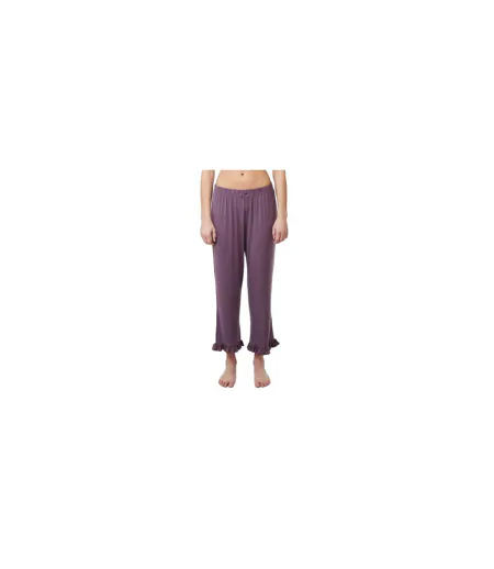 Womens/ladies Jasmin Plain Ruffle Hem Pyjama Bottoms Purple CCDK Copenhagen