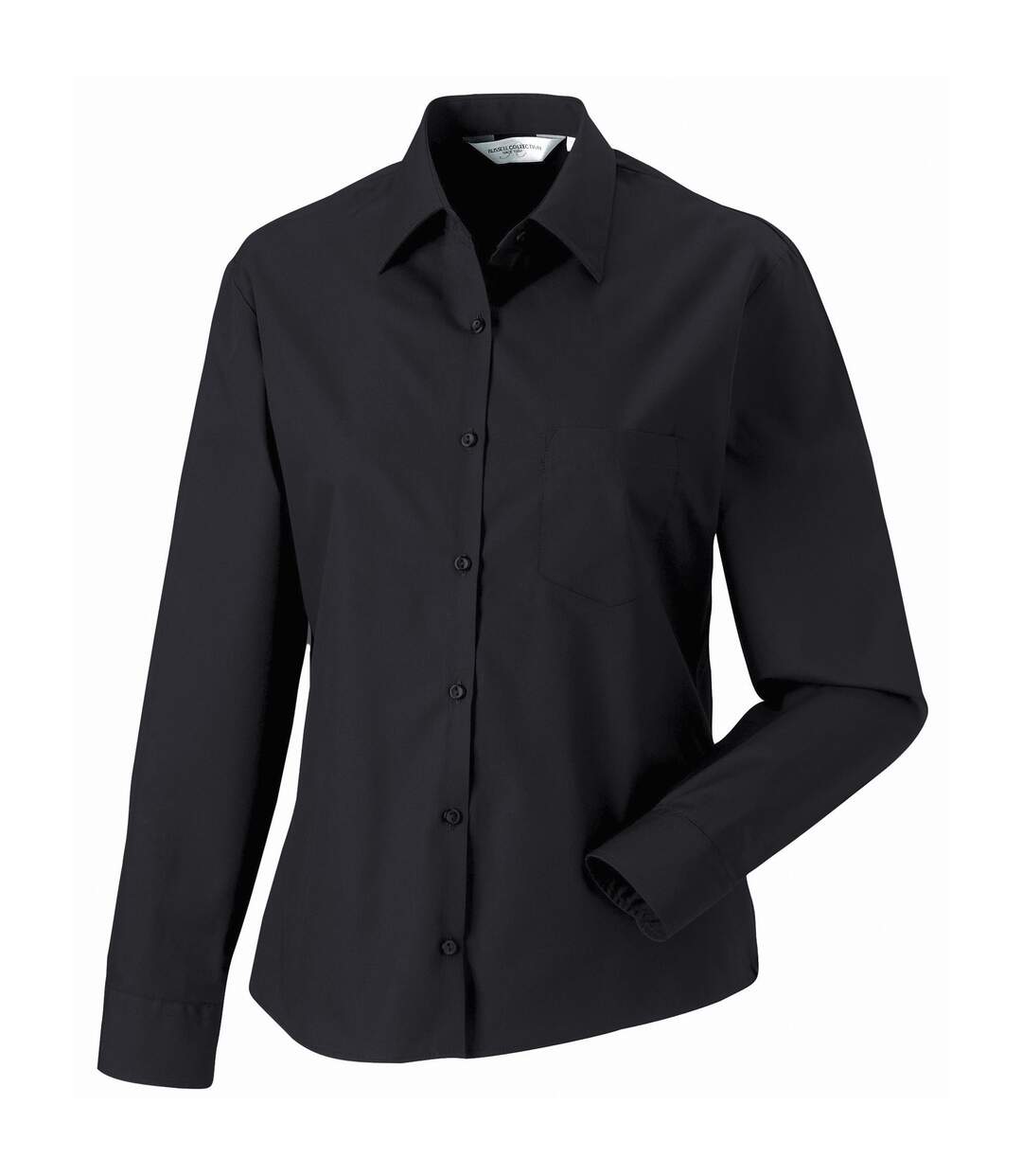Chemisier À Manches Longues 100% Coton Femme Noir Jerzees-2