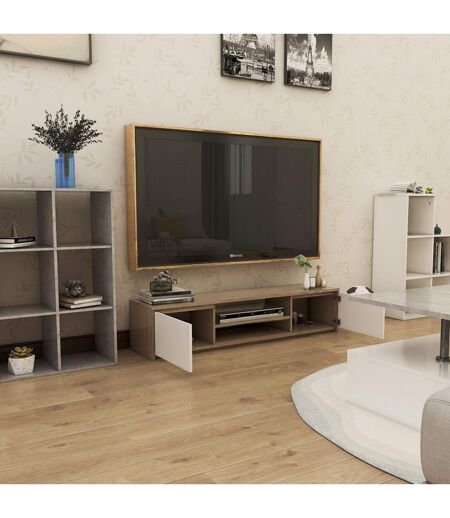 Meuble TV - Jack - Chêne et Blanc - 120 x 36 x 40 cm
