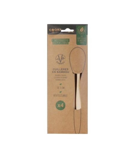 Lot de 4 Cuillères en Bambou Ecolo 18cm Naturel