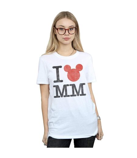 Disney Femme/Les femmes Mickey Mouse I Love Mickey - T-shirt boyfriend en coton (Blanc) - UTBI35873