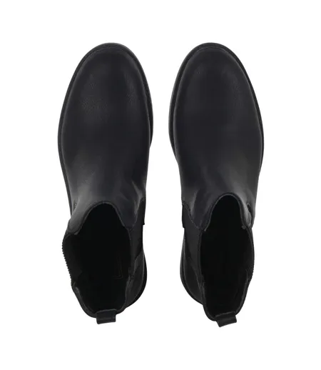 Womens/ladies Clip Block Heel Ankle Boots Black Miso