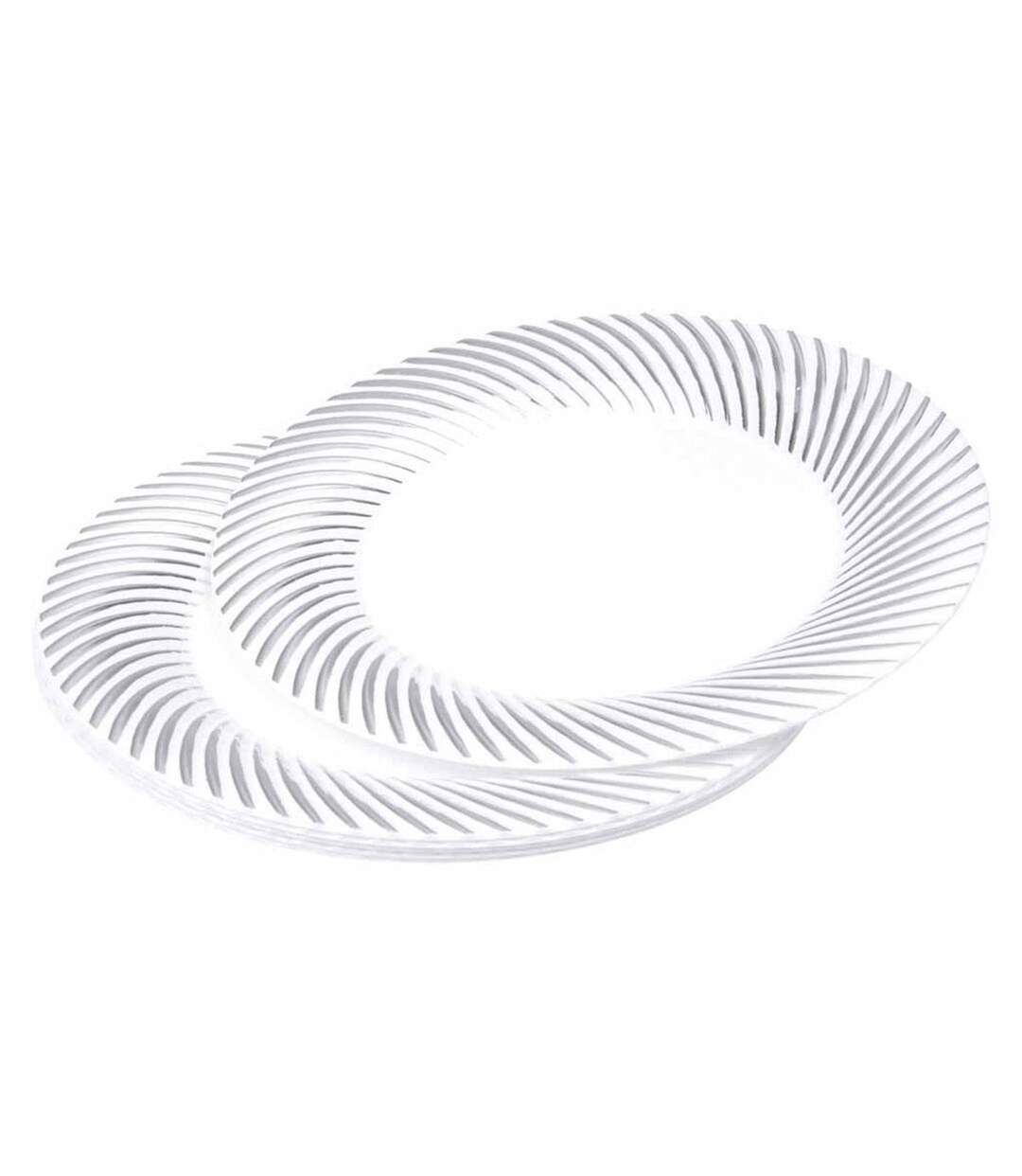 Lot de 6 Assiettes en Plastique Réutilisable Ava 23cm Blanc & Argent-1