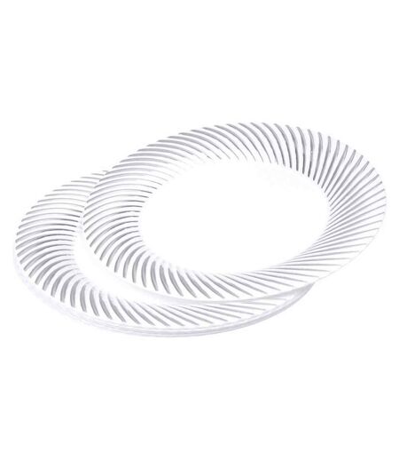 Lot de 6 Assiettes en Plastique Réutilisable Ava 23cm Blanc & Argent