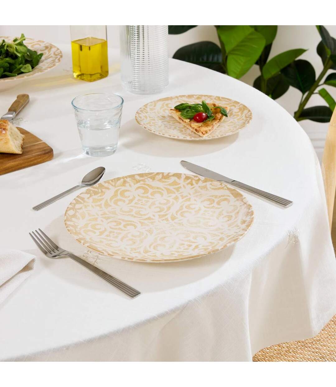 Lot de 6 Assiettes Plates Anna 25cm Crème-3