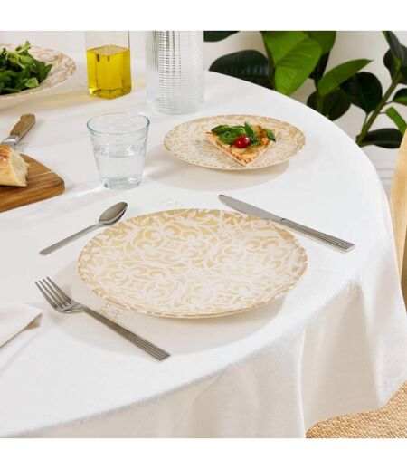 Lot de 6 Assiettes Plates Anna 25cm Crème