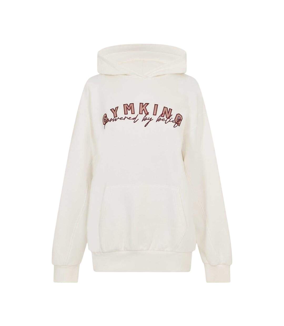 Unisex Adult Relaxed Fit Long-sleeved Hoodie Cream Gym King-1