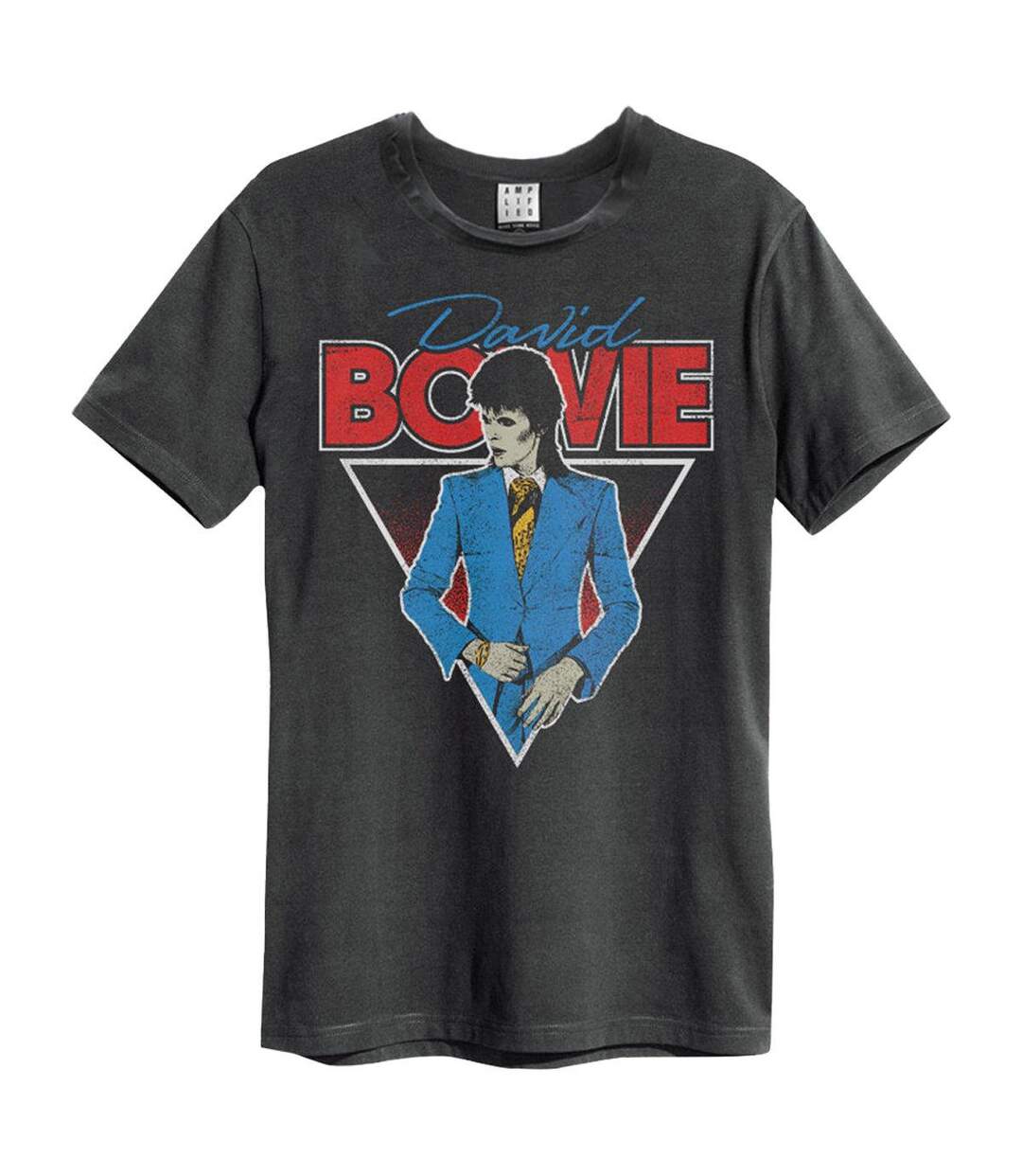 Unisex Adult Bootleg David Bowie T-shirt Charcoal Amplified-1