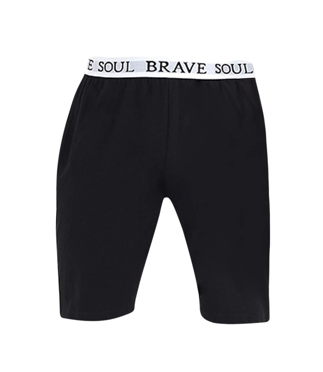 Brave Soul Mens Logo Waistband Jersey Lounge Shorts (Black)