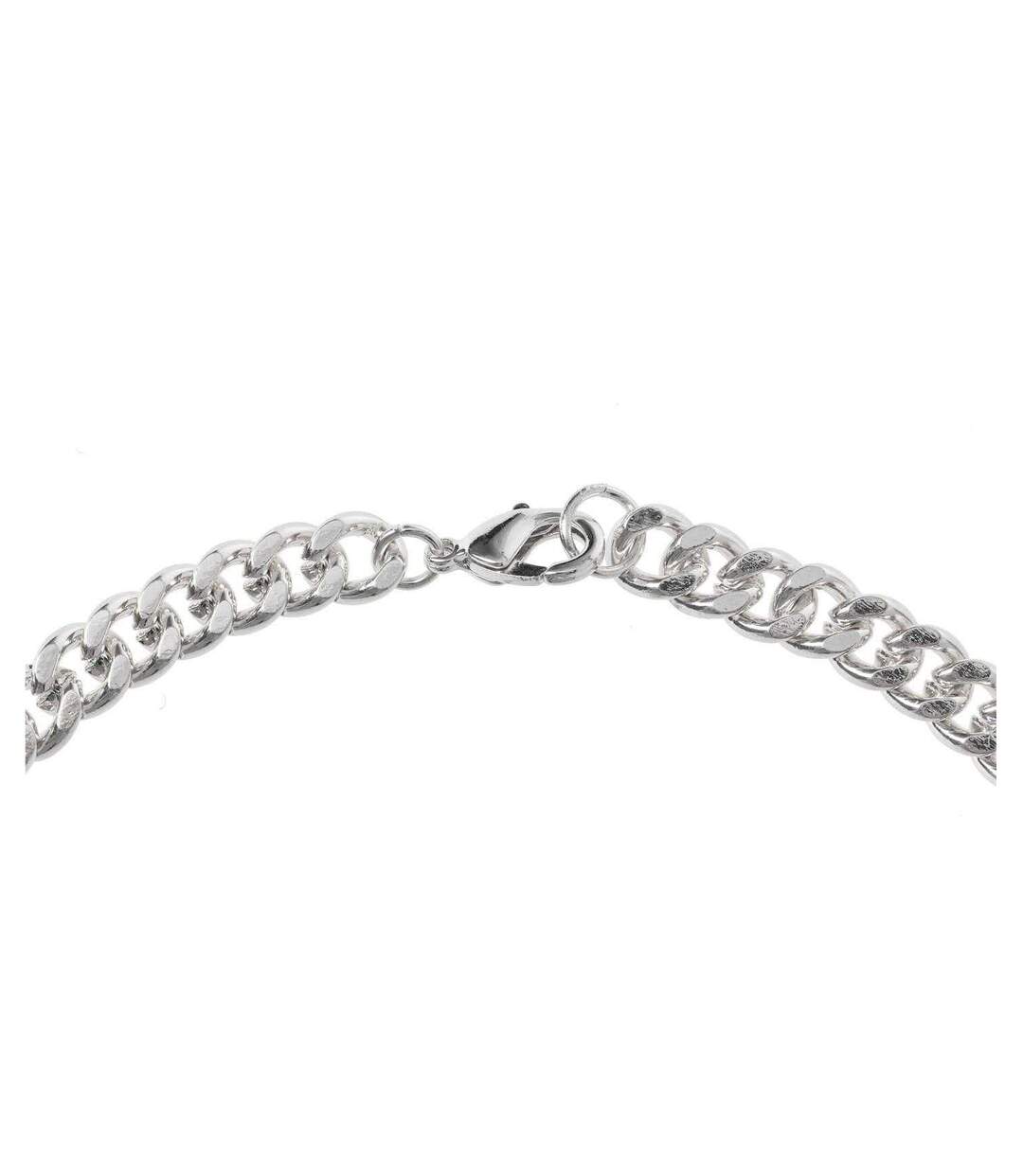 Metal Curb Chain Necklace One Size Silver Fabric-3