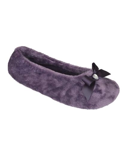 Womens/Ladies Velour Ballet Slippers (Purple) - UTUT510