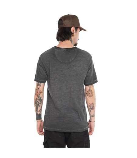 T-shirt homme regular col V en slub avec print devant Wolf Vondutch