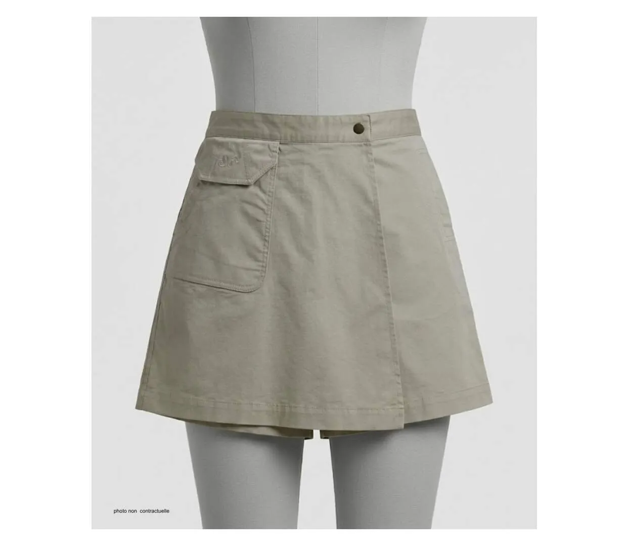 MAYFLOWER MARILOU2 – Jupe-short en coton stretch kaki clair pour bouger en toute liberté-3