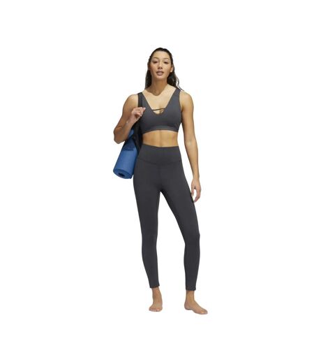 Womens/ladies Luxe Studio Yoga 7/8 Leggings Grey Adidas
