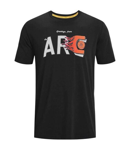 Mens Crew Neck Relaxed Fit Short-sleeved T-shirt Black White Under Armour