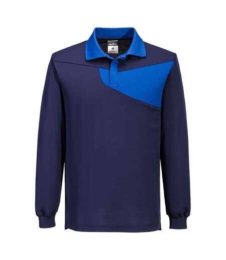 Unisex Adult Pw2 Cotton Long-sleeved Polo Shirt Navy Royal Blue Portwest
