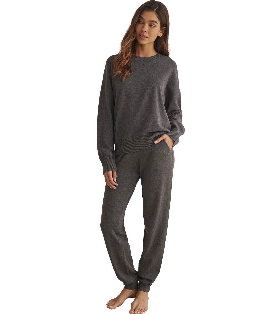 Tenue détente et intérieur pyjama pantalon top col rond TRICOTP98 Selmark-1