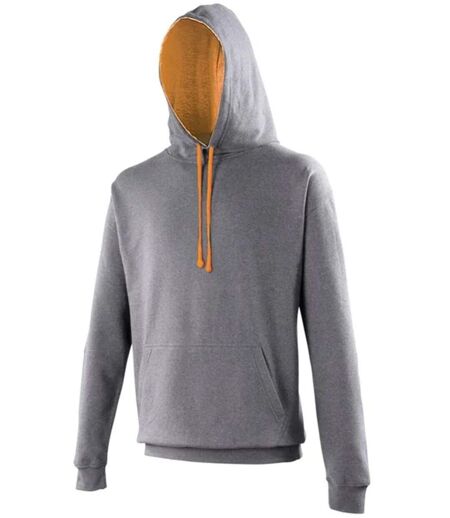 Sweat à capuche contrastée unisexe - JH003 - gris foncé et orange