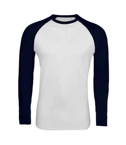 SOLS Mens Funky Contrast Long Sleeve T-Shirt (White/French Navy) - UTPC3513