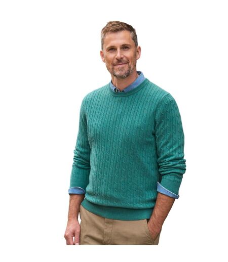 Chandail À Col Roulé En Tricot Torsadé En Cachemire Et En Mérinos Pour Hommes Menthe Foncée Chiné WoolOvers