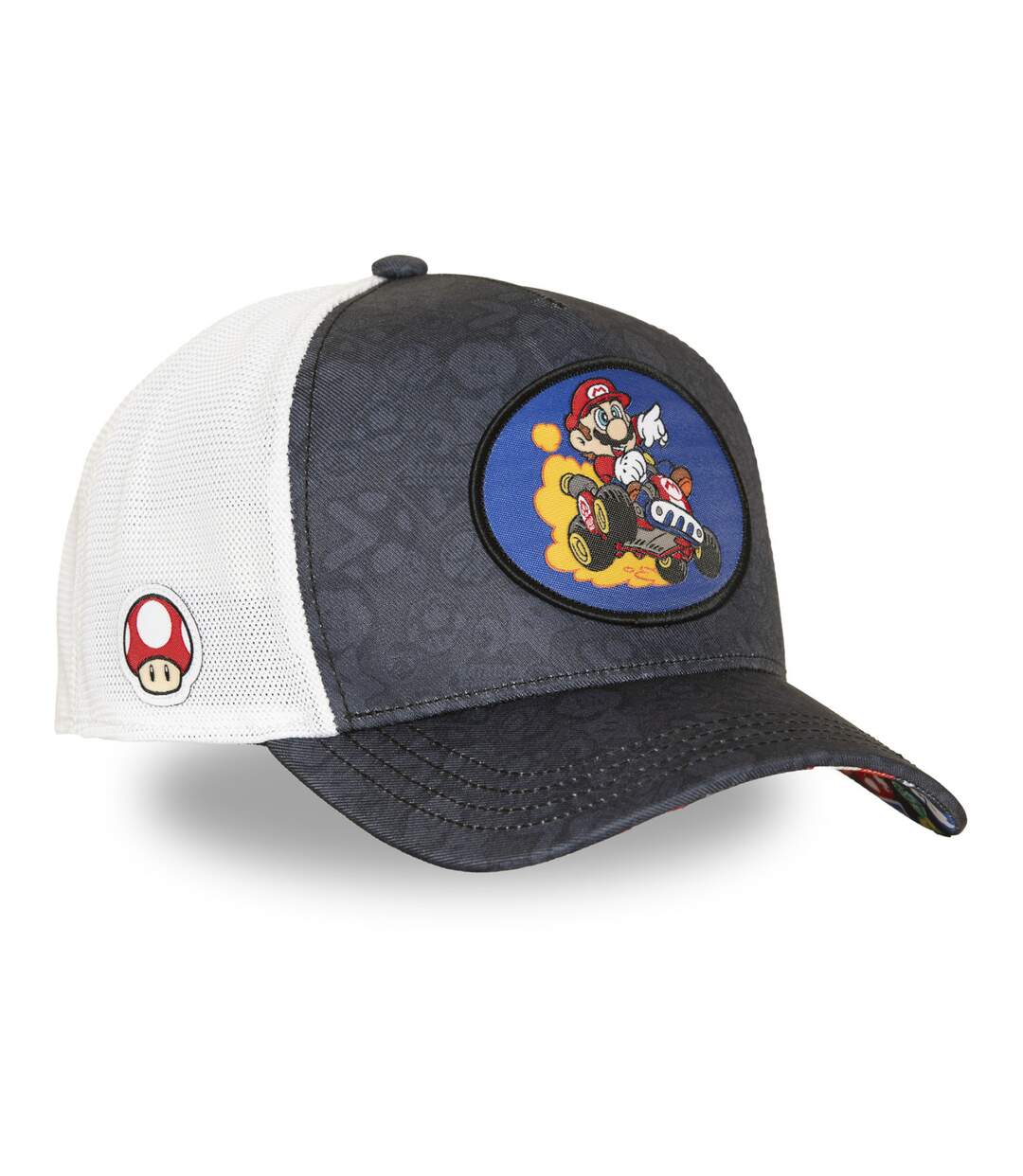 Casquette trucker premium avec filet et patch Super Mario Kart Mario Capslab-4
