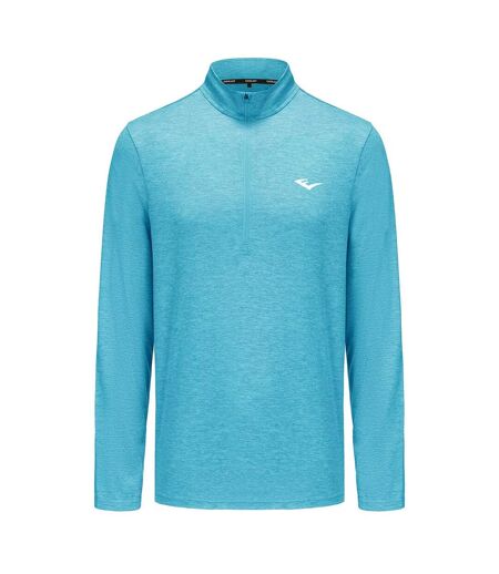 Mens Mock Neck Regular Long-sleeved Top Cyan White Everlast