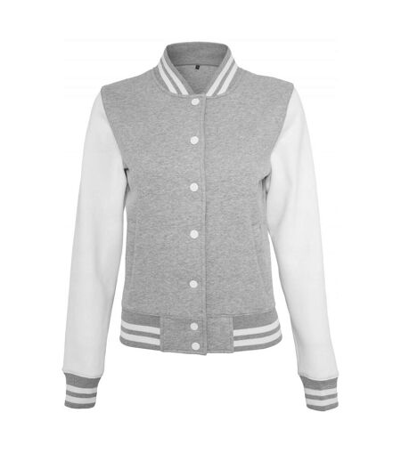 Blouson D'université Femme Gris Chiné Blanc Build Your Brand