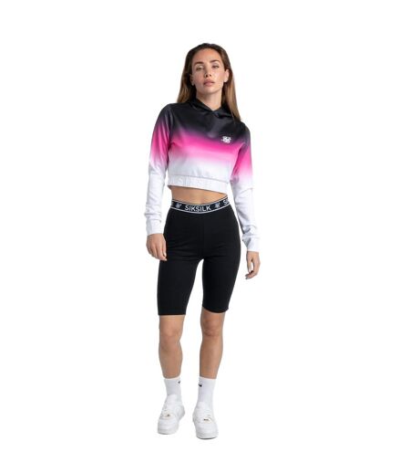 Womens/ladies fade crop hoodie black SikSilk