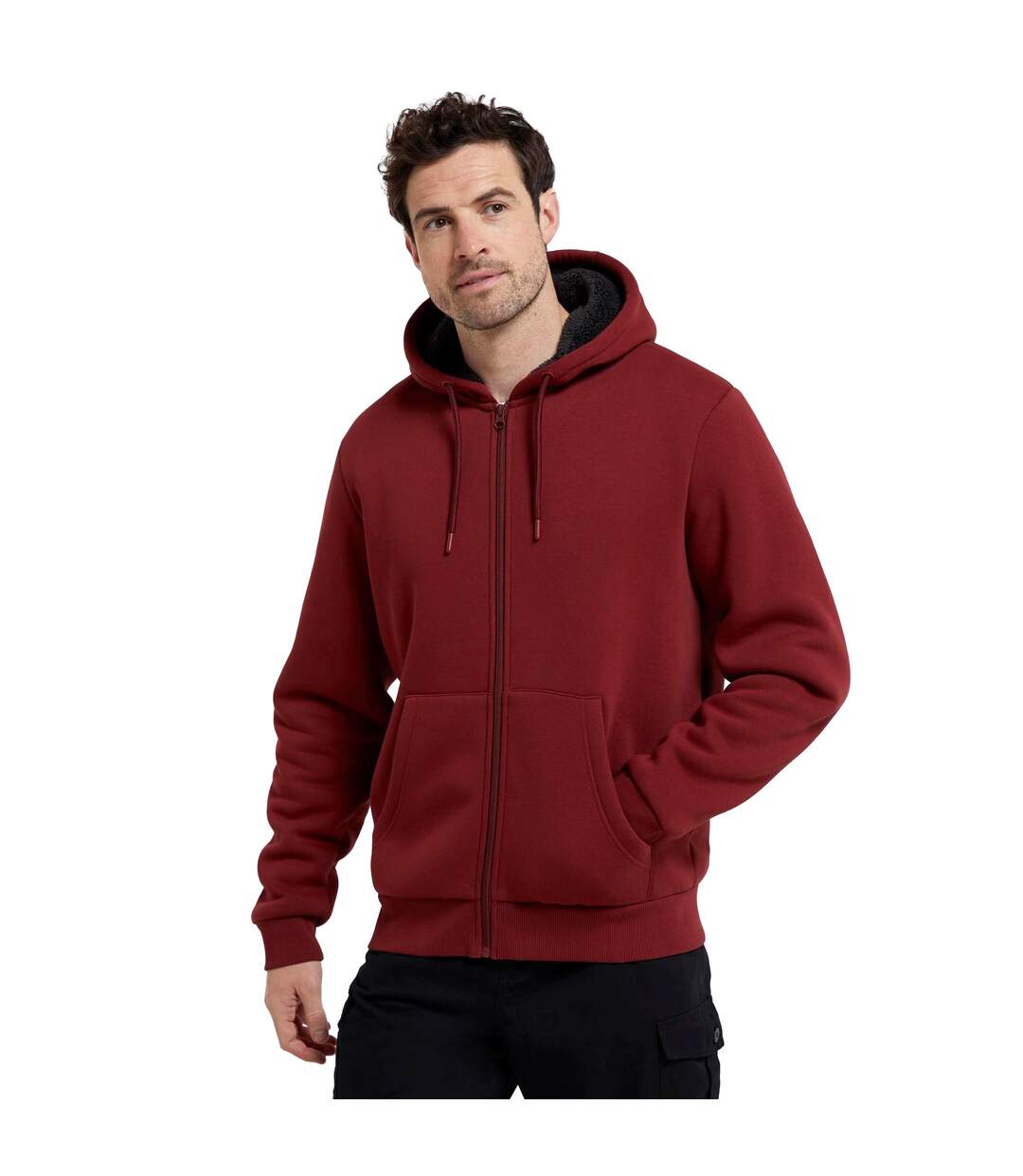 Mens Dalton Borg Lined Full Zip Hoodie Rust Mountain Warehouse-1