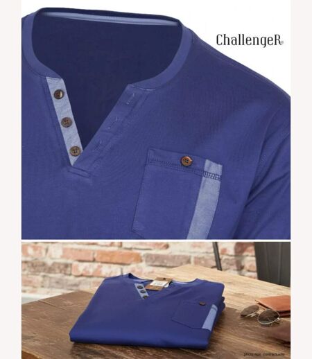 Tee-shirt Col Boutonné Sierra2 Challenger avec Finitions Chambray