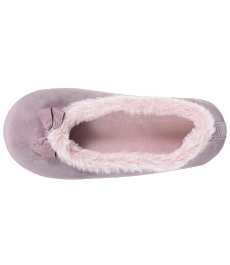 Isotoner Chaussons extra-light Ballerines femme microvelours, semelle gomme ultra souple
