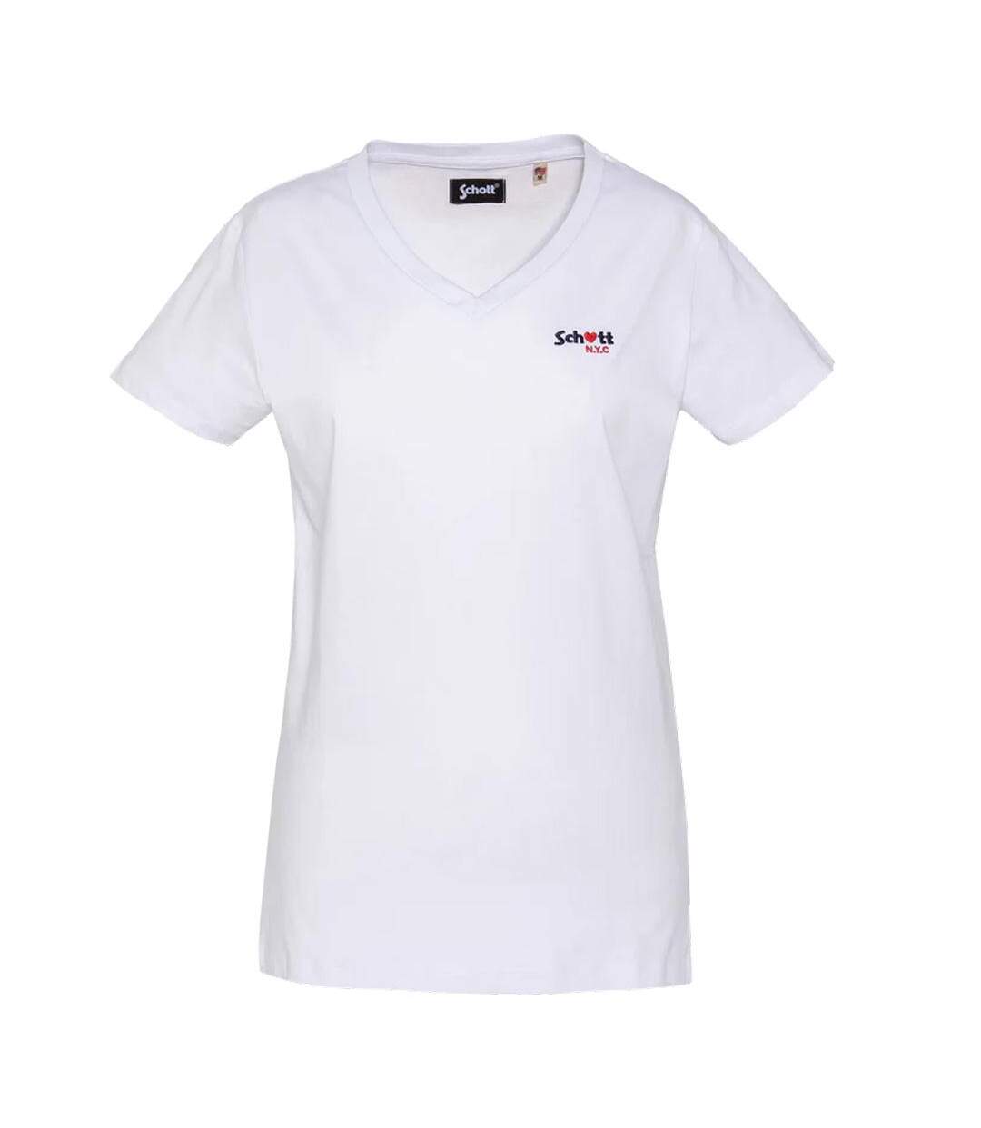 T-Shirt blanc femme schott tsbrodedw-1