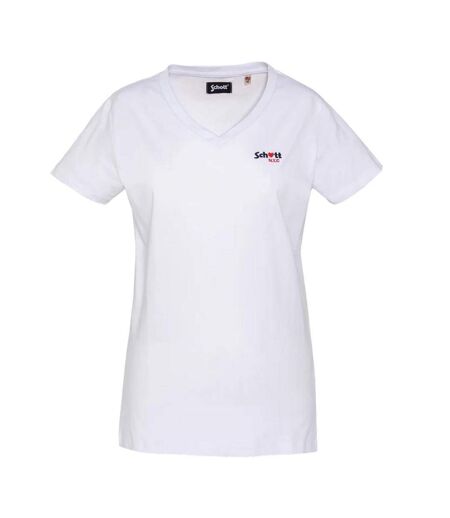 T-Shirt blanc femme schott tsbrodedw