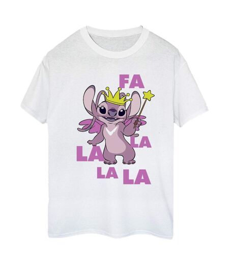 Disney Femmes/Les femmes Lilo & Stitch Angel Fa La La T-Shirt Boyfriend en coton (Blanc) - UTBI30584