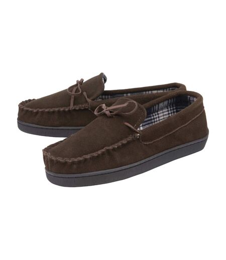 Mens Real Suede Leather Fleece Lined Slippers