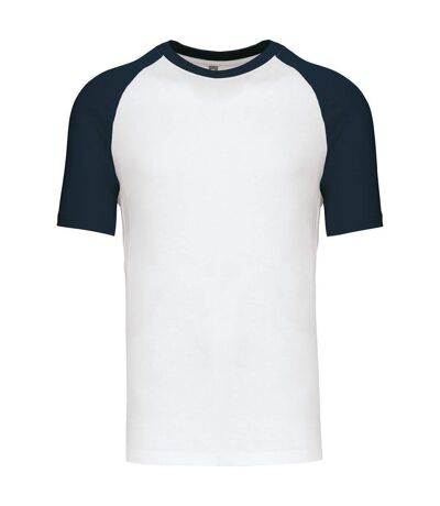 T-shirt bicolore baseball - Homme - K330 - blanc et bleu marine