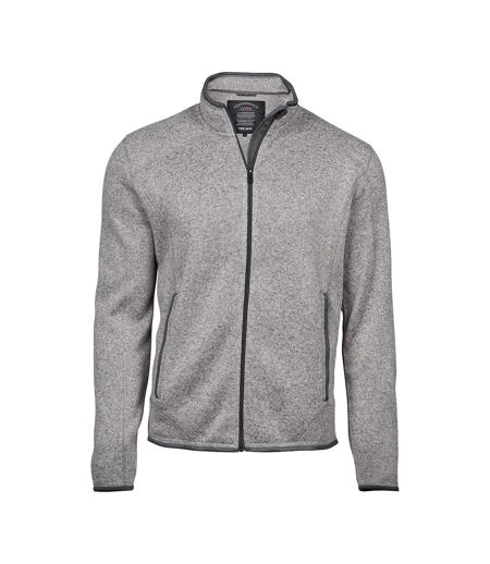 Tee Jays Mens Knitted Outdoor Fleece Jacket (Gray Melange)