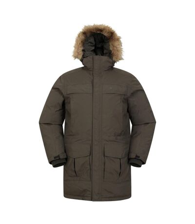 Mens Antarctic Extreme Waterproof Down Jacket Dark Khaki Mountain Warehouse