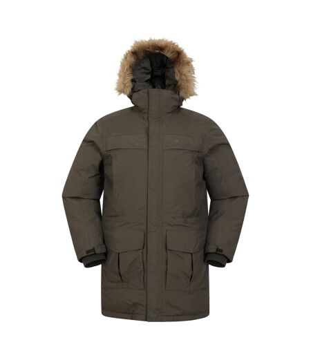 Mens Antarctic Extreme Waterproof Down Jacket Dark Khaki Mountain Warehouse
