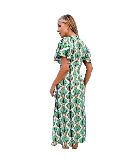 Womens/ladies Geometric Tie Detail Midi Dress Multicoloured AX Paris