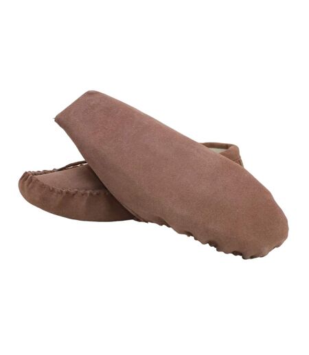 Unisex adult sheepskin lined moccasins camel Eastern Counties Leather