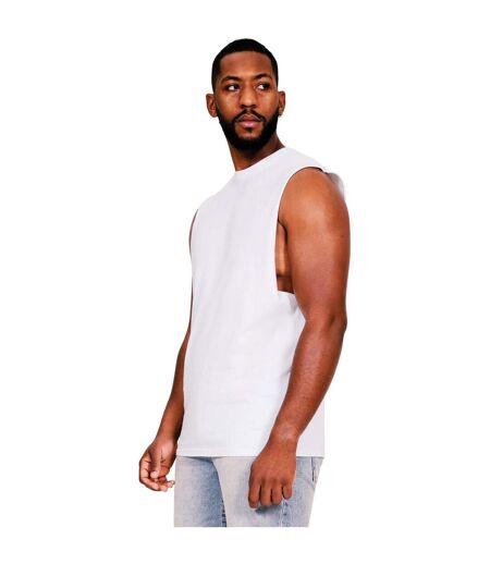 Mens Ringspun Cotton Drop Arm Holes Tank Top White Casual Classics