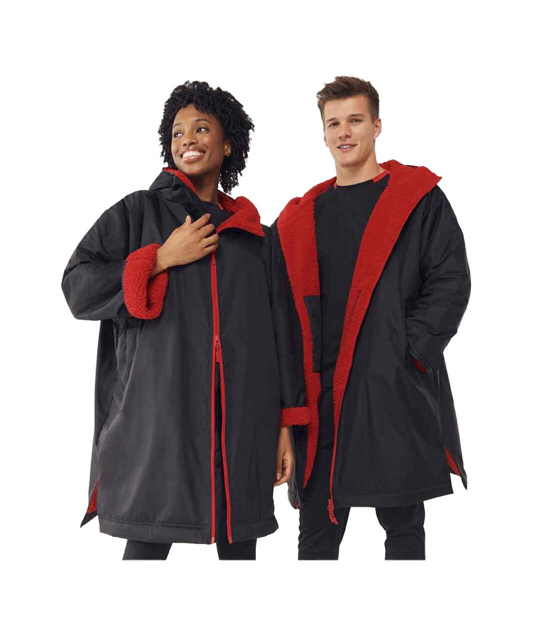 Unisex Adult All Weather Waterproof Jacket Black Red Finden & Hales-1