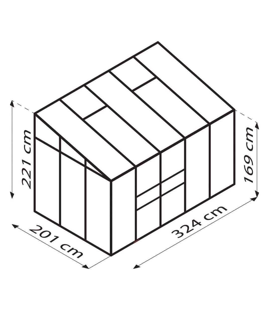 Serre de jardin en polycarbonate 4 mm et aluminium noir avec embase Ida 201. x 324.30 x 220.80 cm