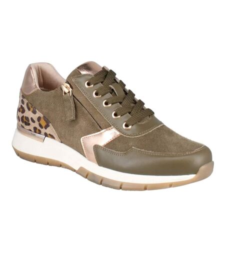 Womens/ladies Emilia 01 Leather Trainers Olive Josef Seibel