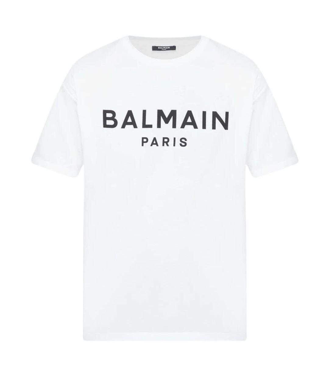 Unisex Adult Paris Logo Branded T-shirt White Balmain-2